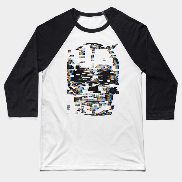 Graphic skull with glitch effect Baseball T-Shirt by Inch